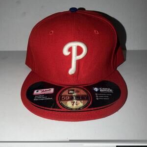 New Era Philadelphia Phillies Red Fitted Baseball Cap Hat - Size 7 3/4